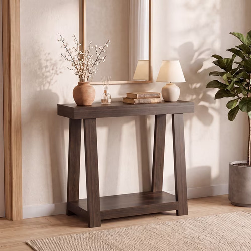 Wood grain narrow console - wood,